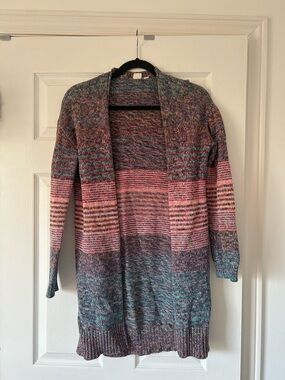 GAP Open-Front Multicolor Knit Cardigan - Pink & Teal